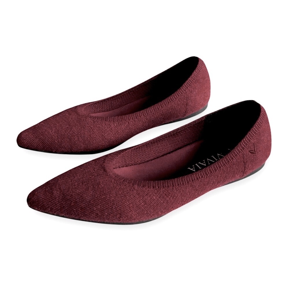 Vivaia Pointed-Toe Ballet Wool Flats (Winter Special) Garnet Red Size 38.5 | 7.5